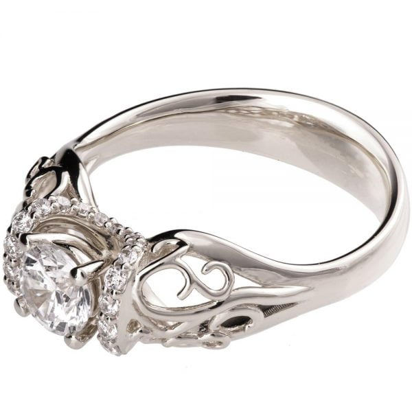 טבעת אירוסין וינטאג' משובצת יהלומים עשויה פלטינה ENG #18 טבעות אירוסין