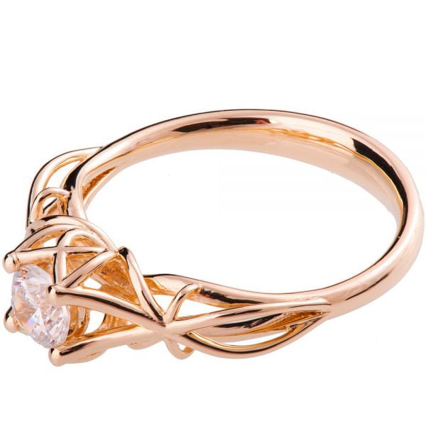 טבעת אירוסין מודרנית בעבודת יד עשויה זהב אדום משובצת יהלום ENG #19 טבעות אירוסין