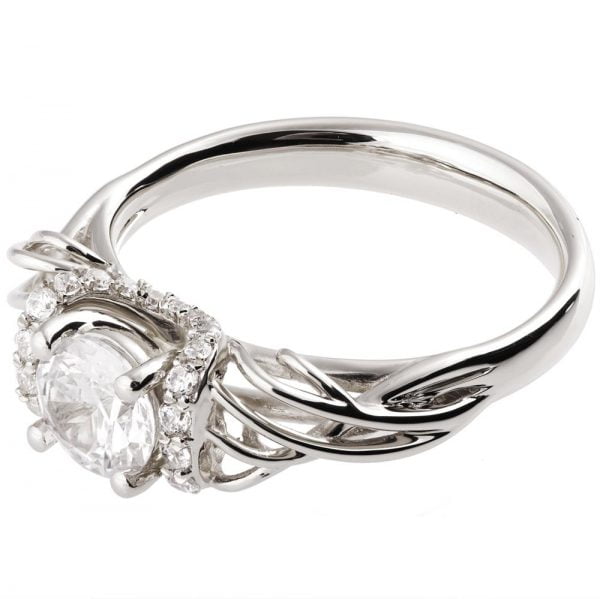 טבעת נישואין משובצת יהלומים בסגנון וינטאג' עשויה זהב לבן ENG #21 טבעות אירוסין