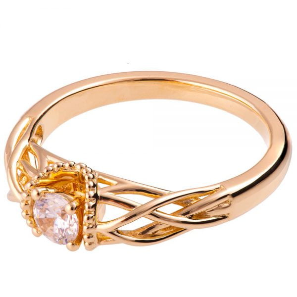 טבעת אירוסין בסגנון קלטי משובצת יהלום עשויה זהב אדום ENG #22 טבעות אירוסין