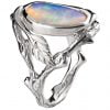 Twig and Leaf Opal Engagement Ring White Gold