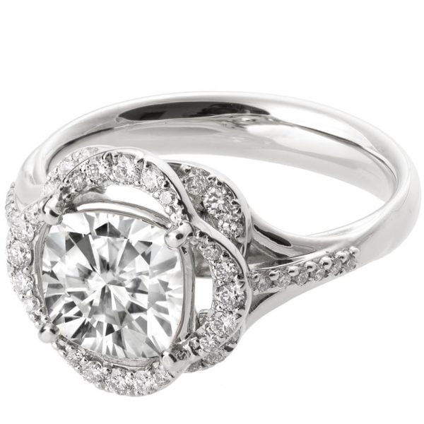 Lotus Engagement Ring White Gold and Moissanite R022 Catalogue