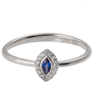 Marquise Cut Engagement Ring Platinum Sapphire and Diamonds R014 Catalogue
