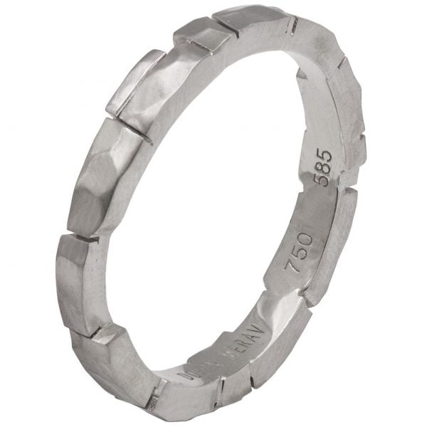 טבעת נישואין בסגנון 'לבנים' עשויה פלטינה Bricks #2 טבעות נישואין