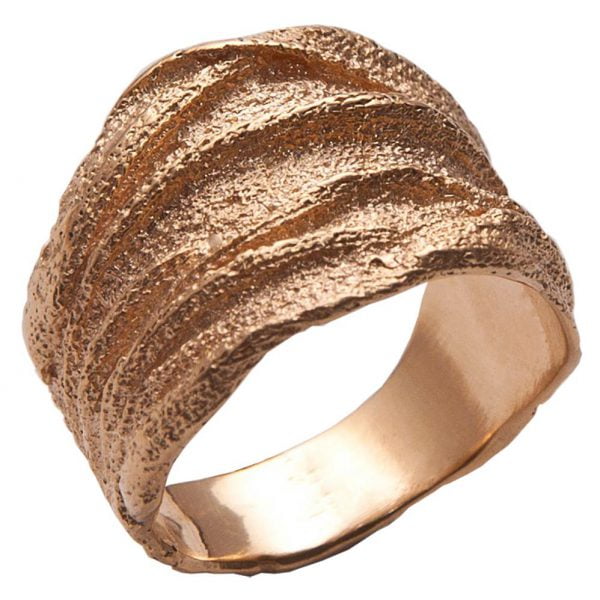 טבעת בטקסטורה מיוחדת עשויה זהב אדום Goldan Rag #3 טבעות נישואין