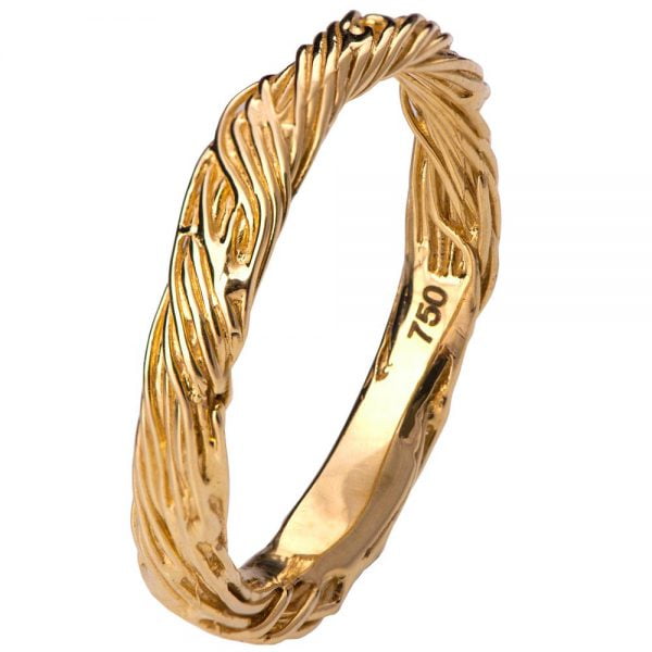 טבעת מעוצבת בהשראת הטבע עשויה זהב צהוב Twig #5 טבעות נישואין