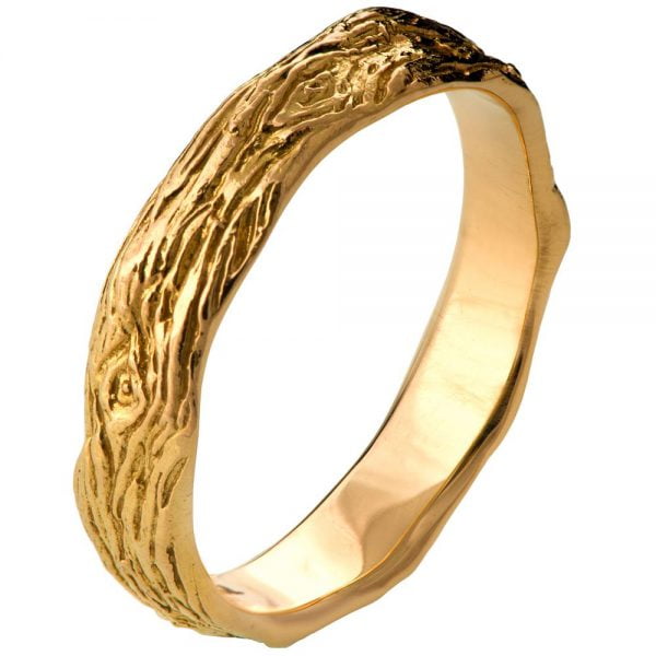 טבעת נישואין בהשראת הטבע עשויה זהב צהוב Twig #6 טבעות נישואין