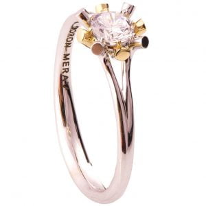 Two Tone Sunburst Engagement Ring Yellow Gold and Moissanite R019 Catalogue