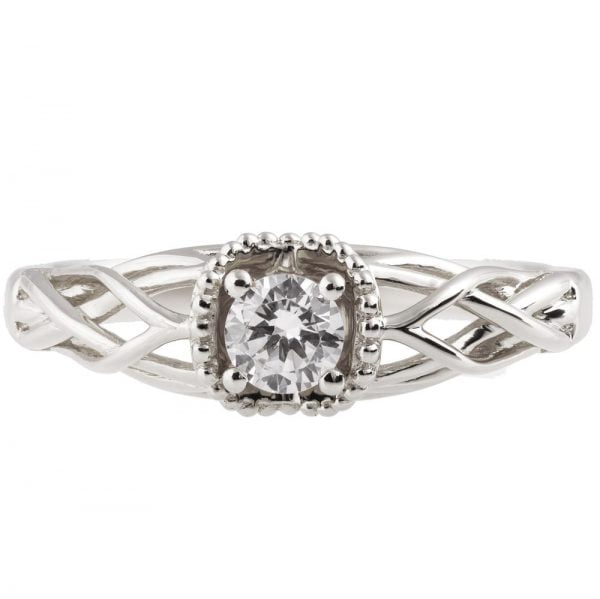 טבעת אירוסין בסגנון קלטי משובצת יהלום עשויה פלטינה ENG #22 טבעות אירוסין