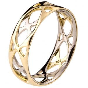 Two Tone Wedding Band Yellow Gold Grid 6 Catalogue