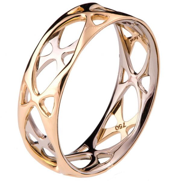 טבעת נישואין ייחודית עשויה זהב אדום Grid #6 טבעות נישואין