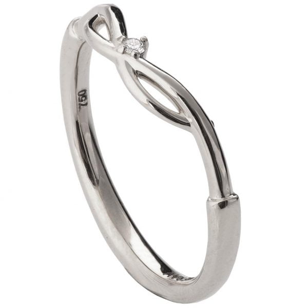טבעת עדינה בסגנון קלטי עשויה זהב לבן ומשובצת יהלום ENG #9S טבעות נישואין