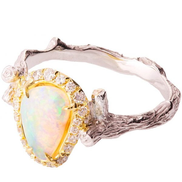 Twig Opal and Diamonds Engagement Ring Yellow Gold 10 Catalogue