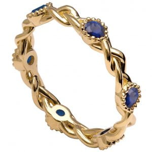 Braided Wedding Band Yellow Gold and Sapphires E2 Catalogue