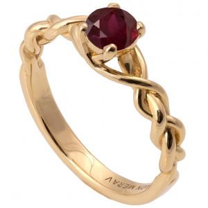 Braided Engagement Ring Yellow Gold and Ruby 2 Catalogue