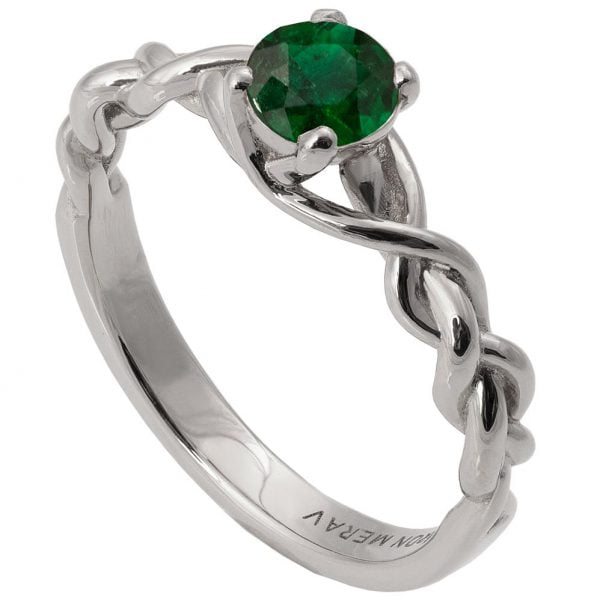 Braided Engagement Ring Platinum and Emerald 2 Catalogue