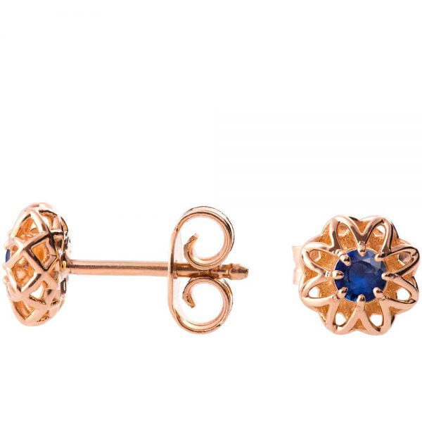 Celtic Earrings Rose Gold and Sapphires e001 Catalogue