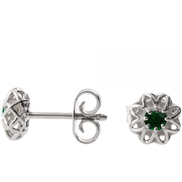 Celtic Earrings Platinum and Emeralds e001 Catalogue