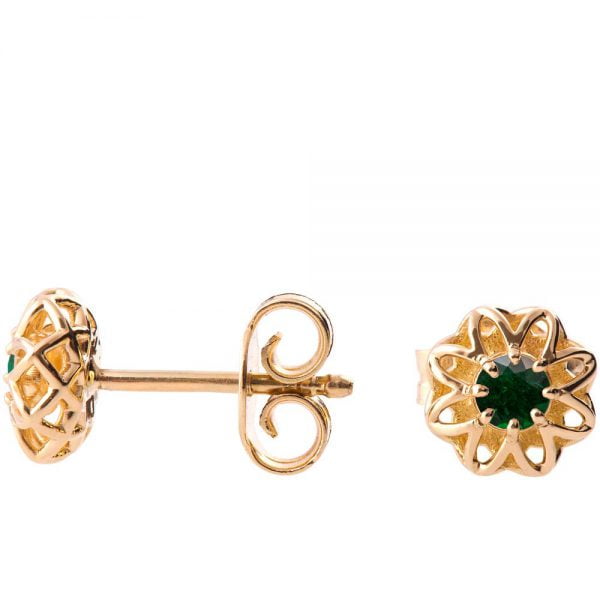 Celtic Earrings Yellow Gold and Emeralds e001 Catalogue