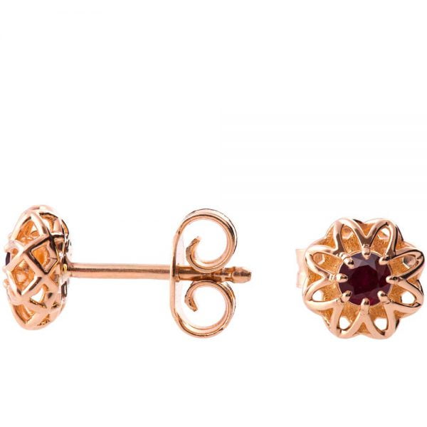 Celtic Earrings Rose Gold and Rubies e001 Catalogue