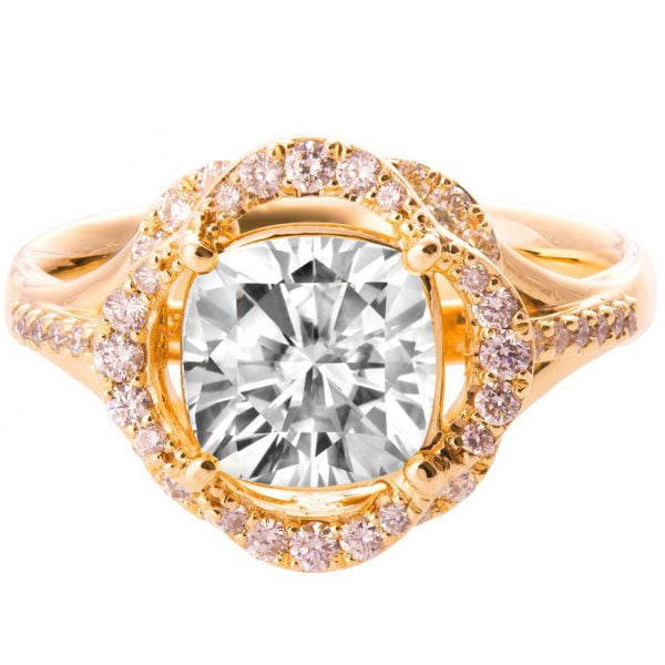 Lotus Engagement Ring Rose Gold and Moissanite R022 Catalogue