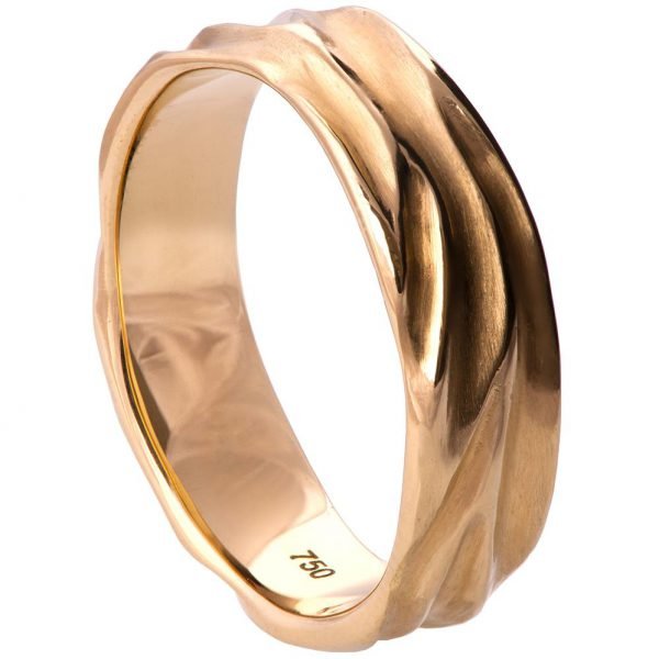 טבעת בהשראת המדבר עשויה זהב צהוב Dune #2 טבעות נישואין