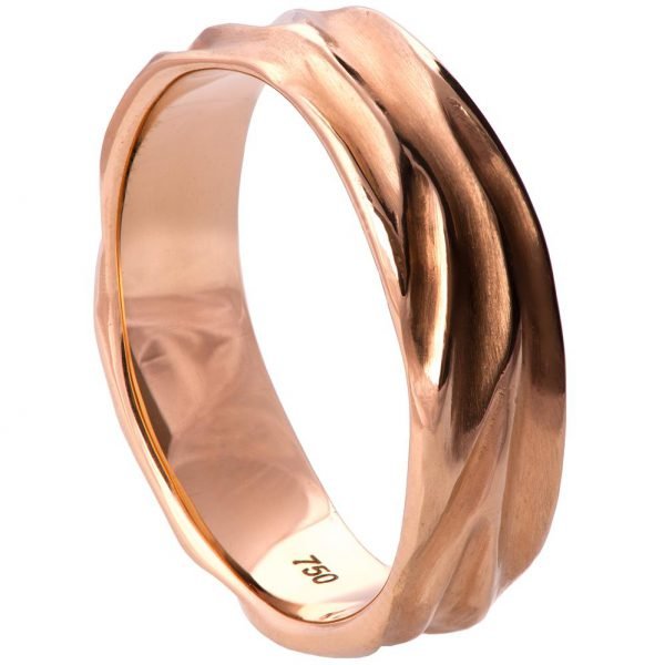 טבעת בהשראת המדבר עשויה זהב אדום Dune #2 טבעות נישואין