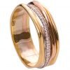 טבעת נישואין משובצת יהלומים בשלושה צבעי זהב Geo #3D טבעות נישואין
