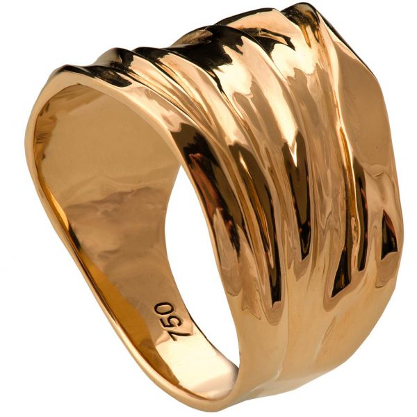 טבעת בזהב אדום בטקסטורה ייחודית Goldan Rag #4 טבעות נישואין