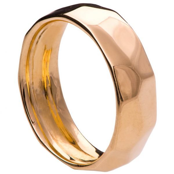 טבעת בטקסטורה מרוקעת עשויה זהב אדום Hammered #1 טבעות נישואין