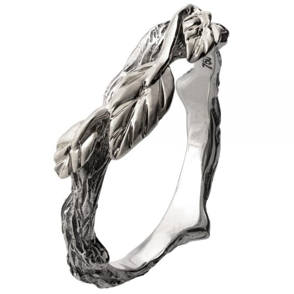 טבעת עלים וענפים בהשראת הטבע עשויה פלטינה Twig #11 טבעות נישואין
