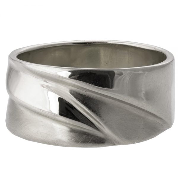 טבעת נישואין בזהב לבן בעיצוב מיוחד Wave #4 טבעות נישואין