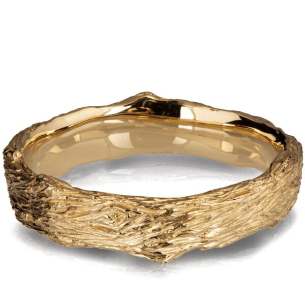 טבעת נישואין בהשראת הטבע עשויה זהב צהוב Twig #6 טבעות נישואין