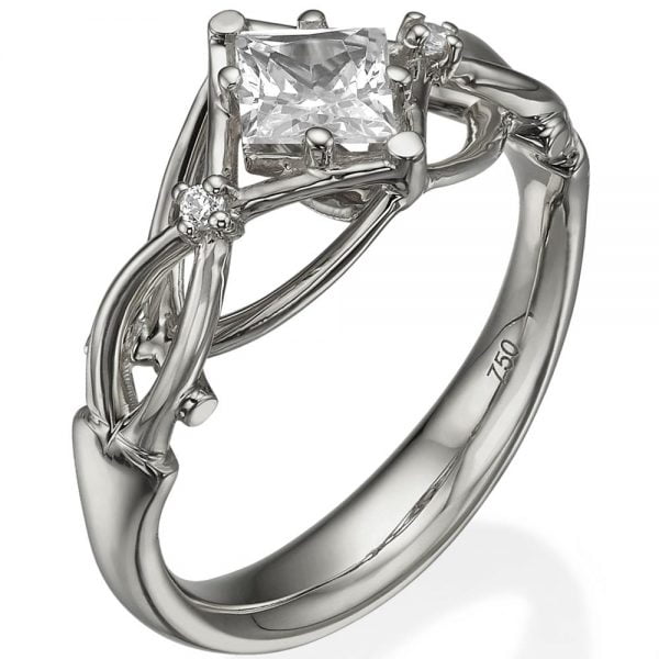Princess Cut Celtic Engagement Ring White Gold and Diamonds ENG9 Catalogue