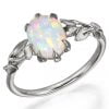 טבעת אירוסין מזהב לבן בסגנון עלים משובצת אופל אוסטרלי Leaves #14 טבעות אירוסין