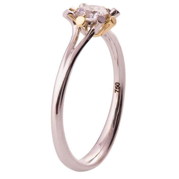Two Tone Sunburst Engagement Ring Rose Gold and Moissanite R019 Catalogue