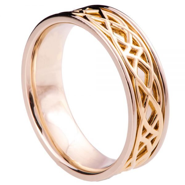 טבעת נישואין בסגנון קלטי עשויה שילוב של זהב צהוב ולבן – ENG9MW טבעות נישואין
