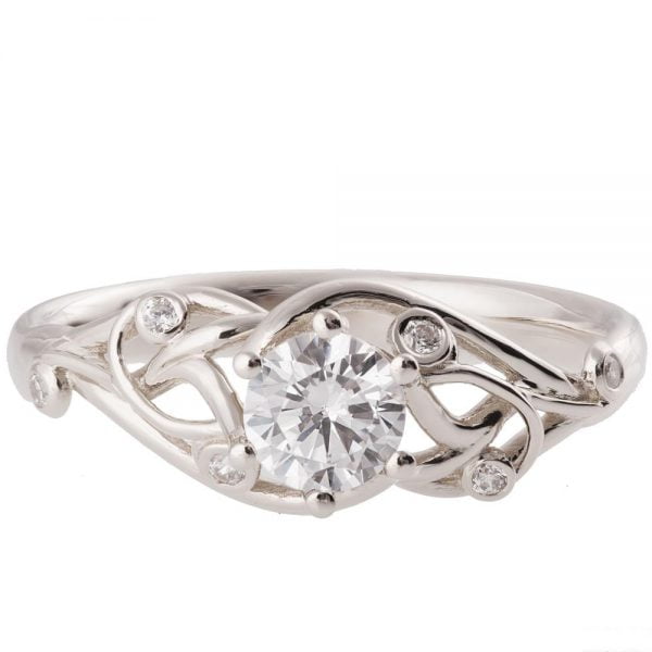 Knot Moissanite Engagement Ring White Gold and
