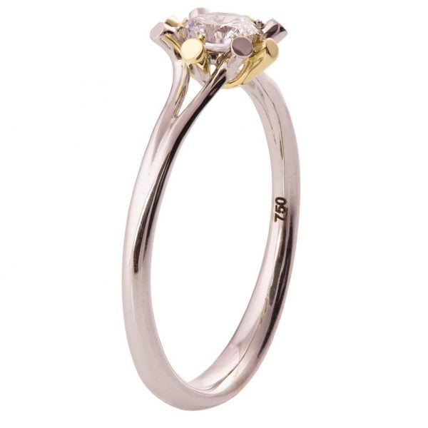 טבעת אירוסין מזהב לבן וצהוב משובצת מואסניט R019 טבעות אירוסין
