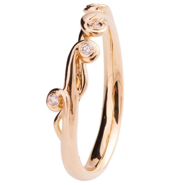 טבעת אלגנטית משובצת יהלומים ועשויה זהב אדום ENG #17S טבעות נישואין