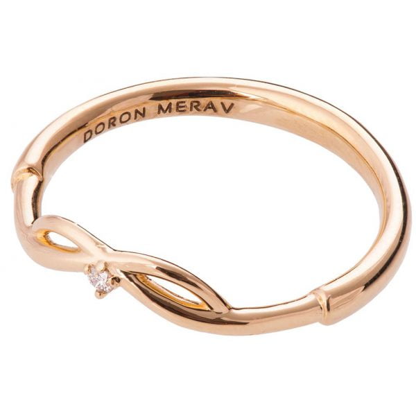 טבעת עדינה בסגנון קלטי עשויה זהב אדום ומשובצת יהלום ENG #9S טבעות נישואין