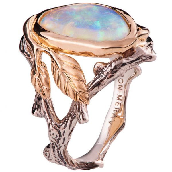 Twig and Leaf Opal Engagement Ring Rose Gold 8 Catalogue