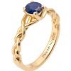 טבעת שזורה עשויה זהב אדום משובצת באבן ספיר טבעית Braided#2 טבעות אירוסין