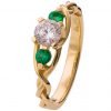 Braided Three Stone Engagement Ring Rose Gold Diamond and Emeralds 7T Catalogue