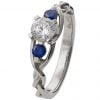 Braided Three Stone Engagement Ring Yellow Gold Diamond and Sapphires 7T Catalogue