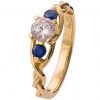 Braided Three Stone Engagement Ring Rose Gold Diamond and Sapphires 7T Catalogue