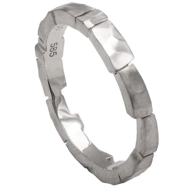 טבעת נישואין בסגנון 'לבנים' עשויה פלטינה Bricks #2 טבעות נישואין