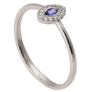 Marquise Cut Engagement Ring Platinum Sapphire and Diamonds R014 Catalogue