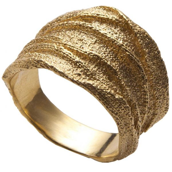 טבעת בטקסטורה מיוחדת עשויה זהב צהוב Goldan Rag #3 טבעות נישואין