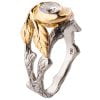 טבעת אירוסין בהשראת הטבע עשויה זהב לבן ואדום משובצת מואסניט – TWIG #8 טבעות אירוסין